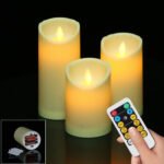 Set 3 LED Moving Flame Pillar candles by 3AAA battery