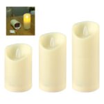 Set 3 LED Moving Flame Pillar candles by 3AAA battery - Image 2